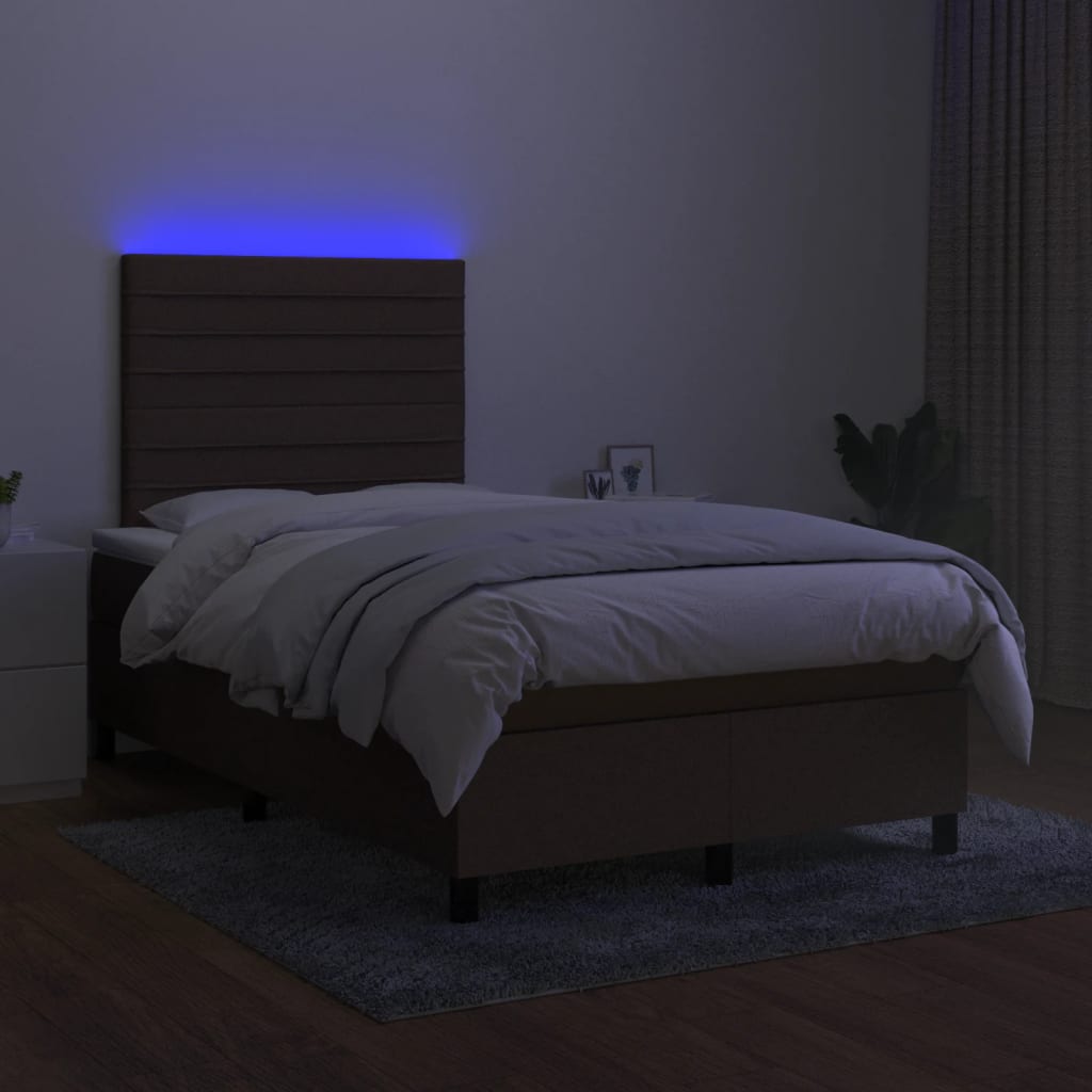 Krevet box spring s madracem LED crni 120 x 190 cm od tkanine