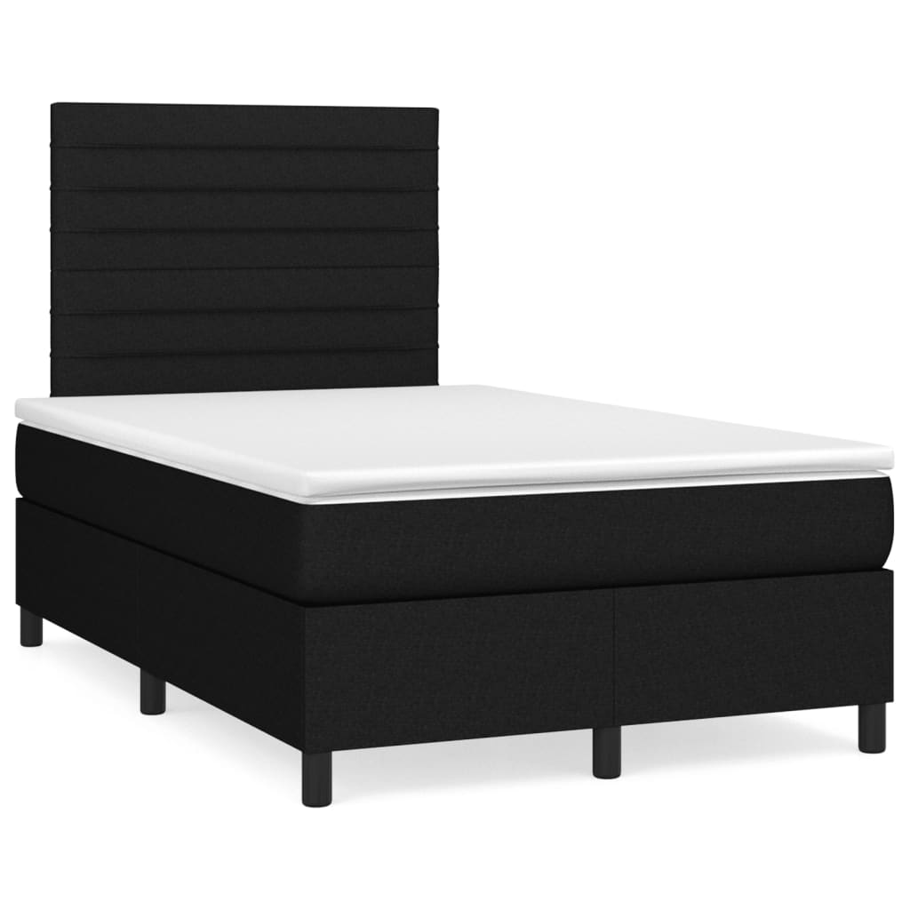 Krevet box spring s madracem LED crni 120 x 190 cm od tkanine