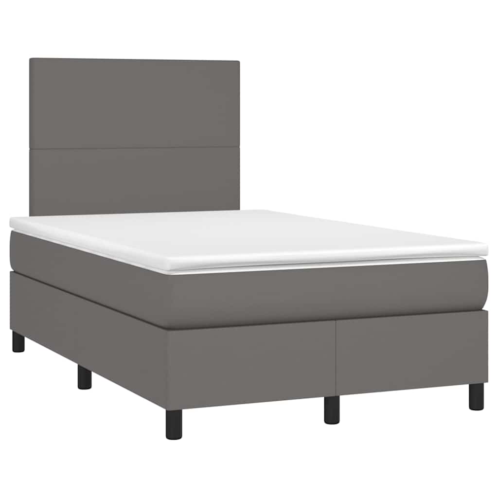 Krevet s oprugama i madracem LED sivi 120x190 cm umjetna koža