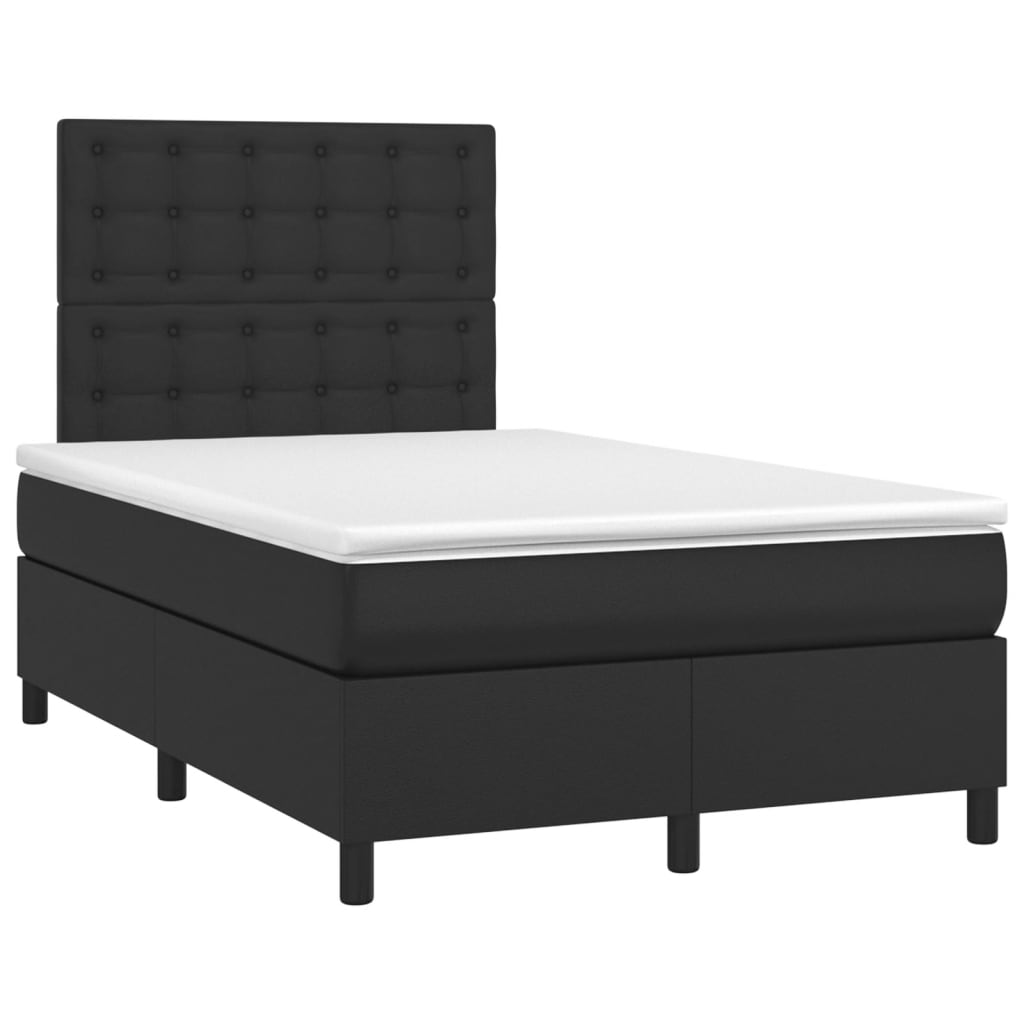 Krevet box spring s madracem LED crni 120 x 190 cm umjetna koža