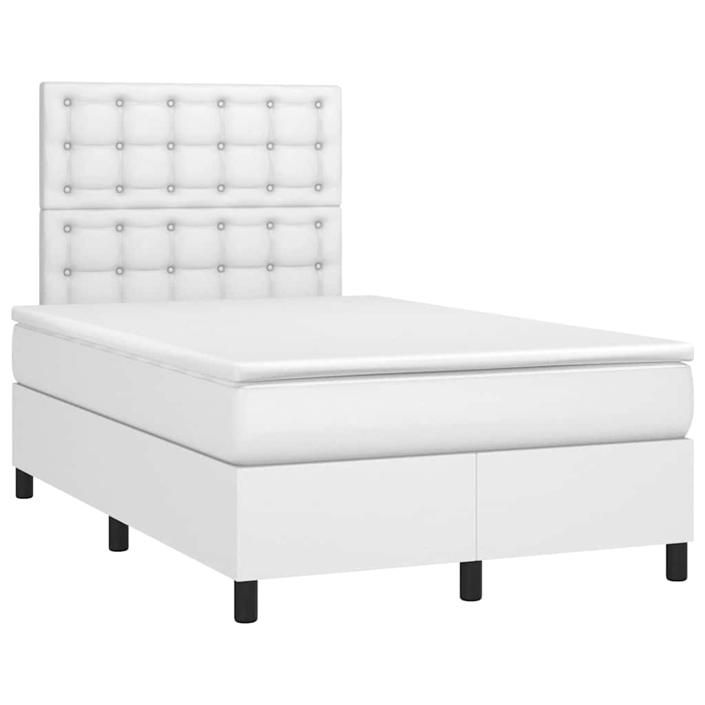 Krevet box spring s madracem LED bijeli 120x190 cm umjetna koža