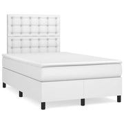 Krevet box spring s madracem LED bijeli 120x190 cm umjetna koža