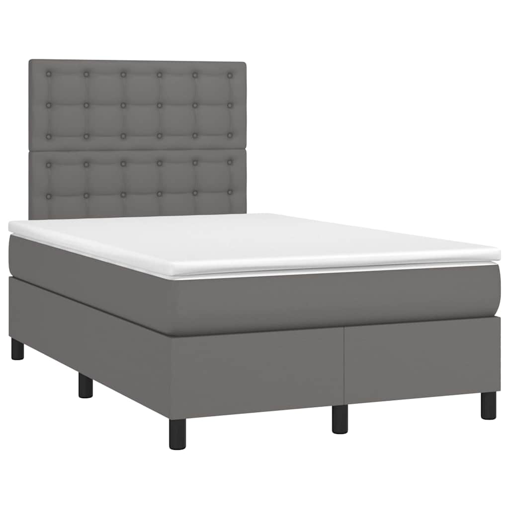 Krevet s oprugama i madracem LED sivi 120x190 cm umjetna koža
