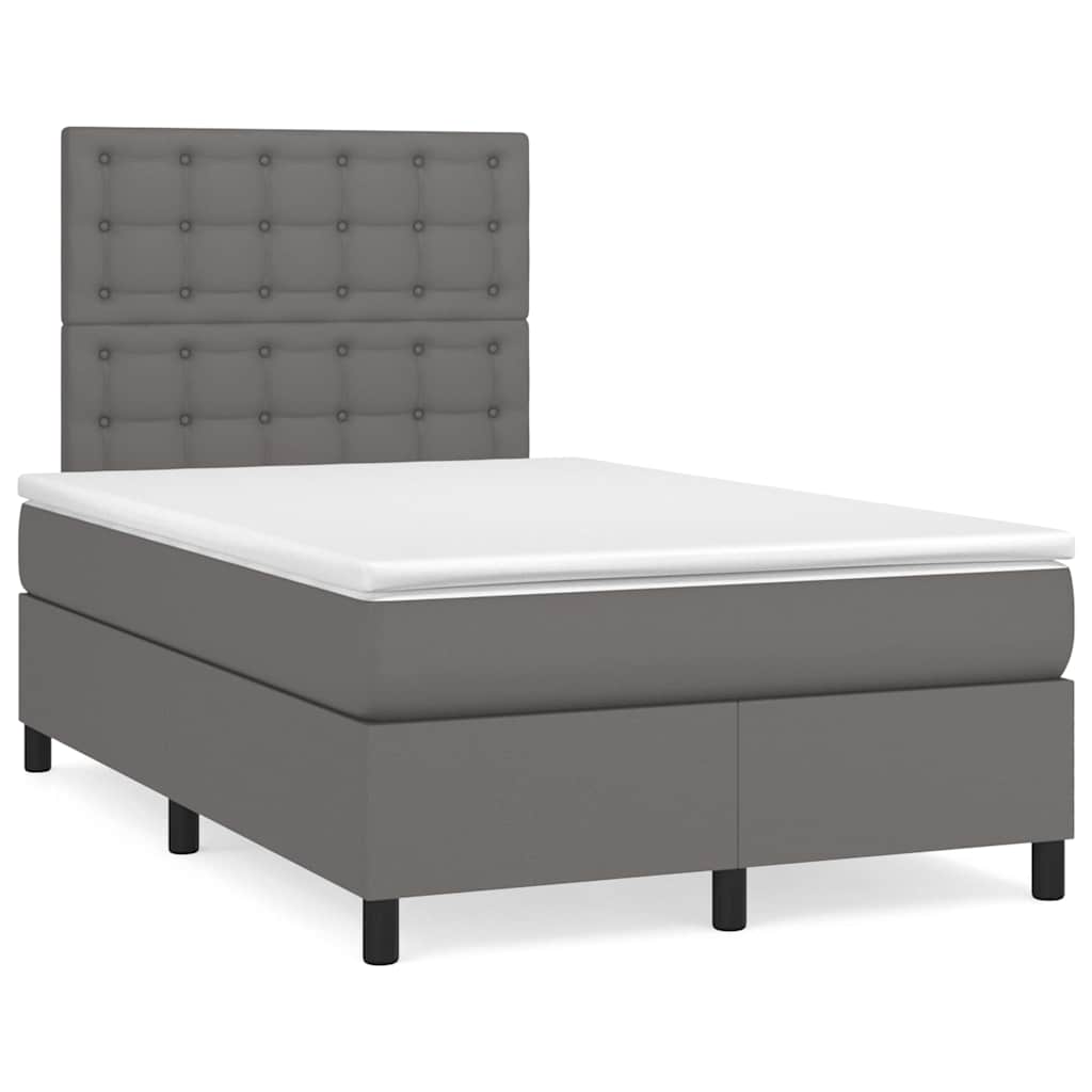 Krevet s oprugama i madracem LED sivi 120x190 cm umjetna koža