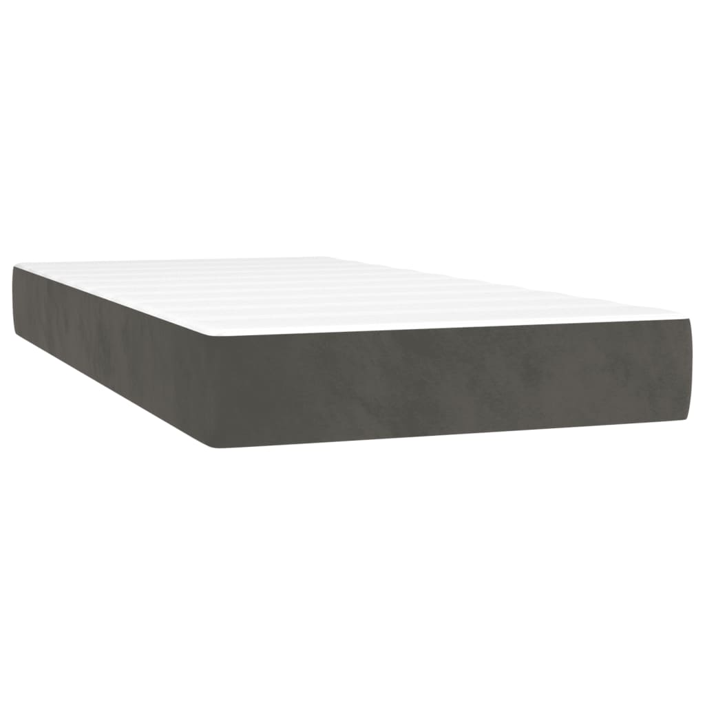 Krevet box spring s madracem LED tamnosivi 120 x 190 cm baršun