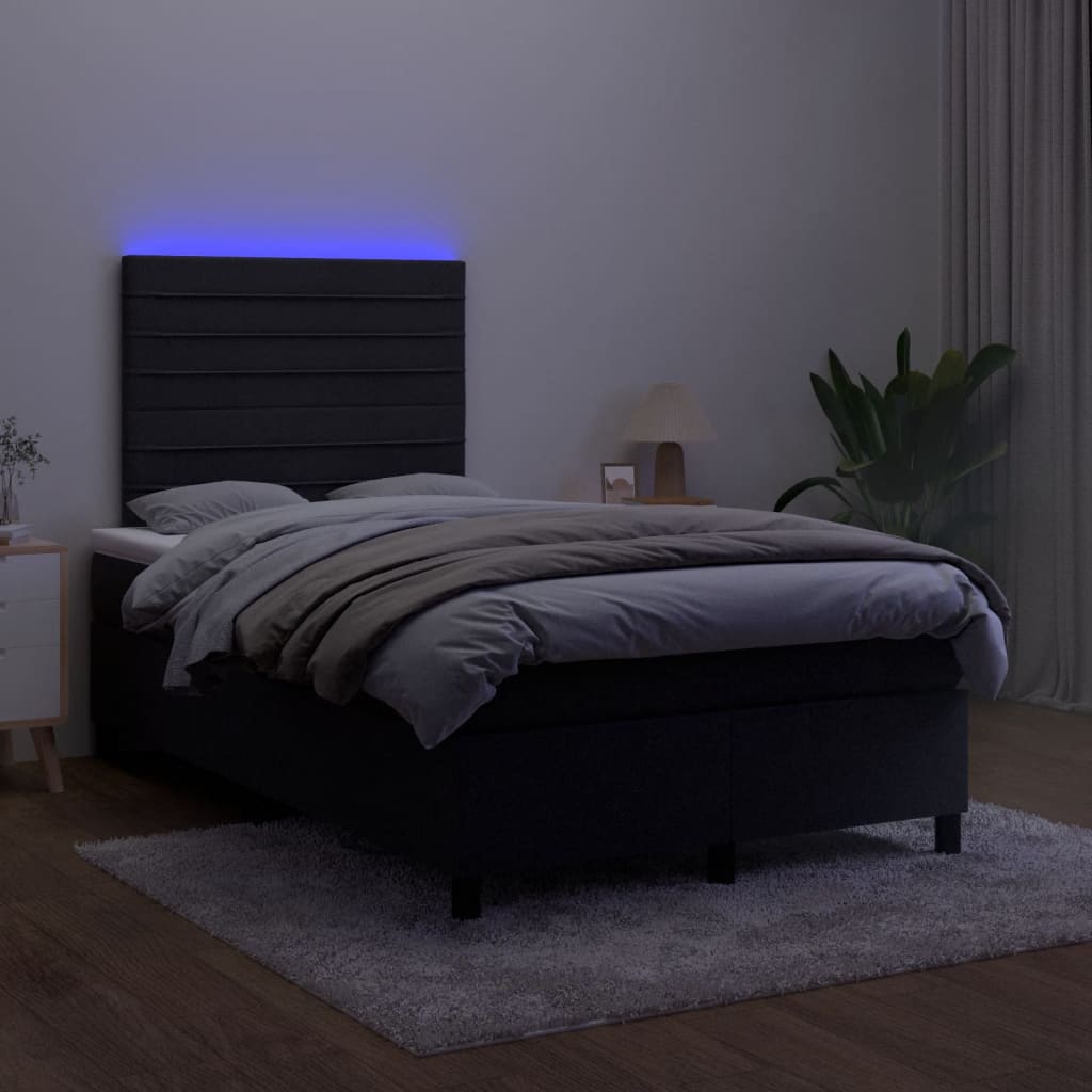 Krevet box spring s madracem LED crni 120 x 190 cm baršunasti