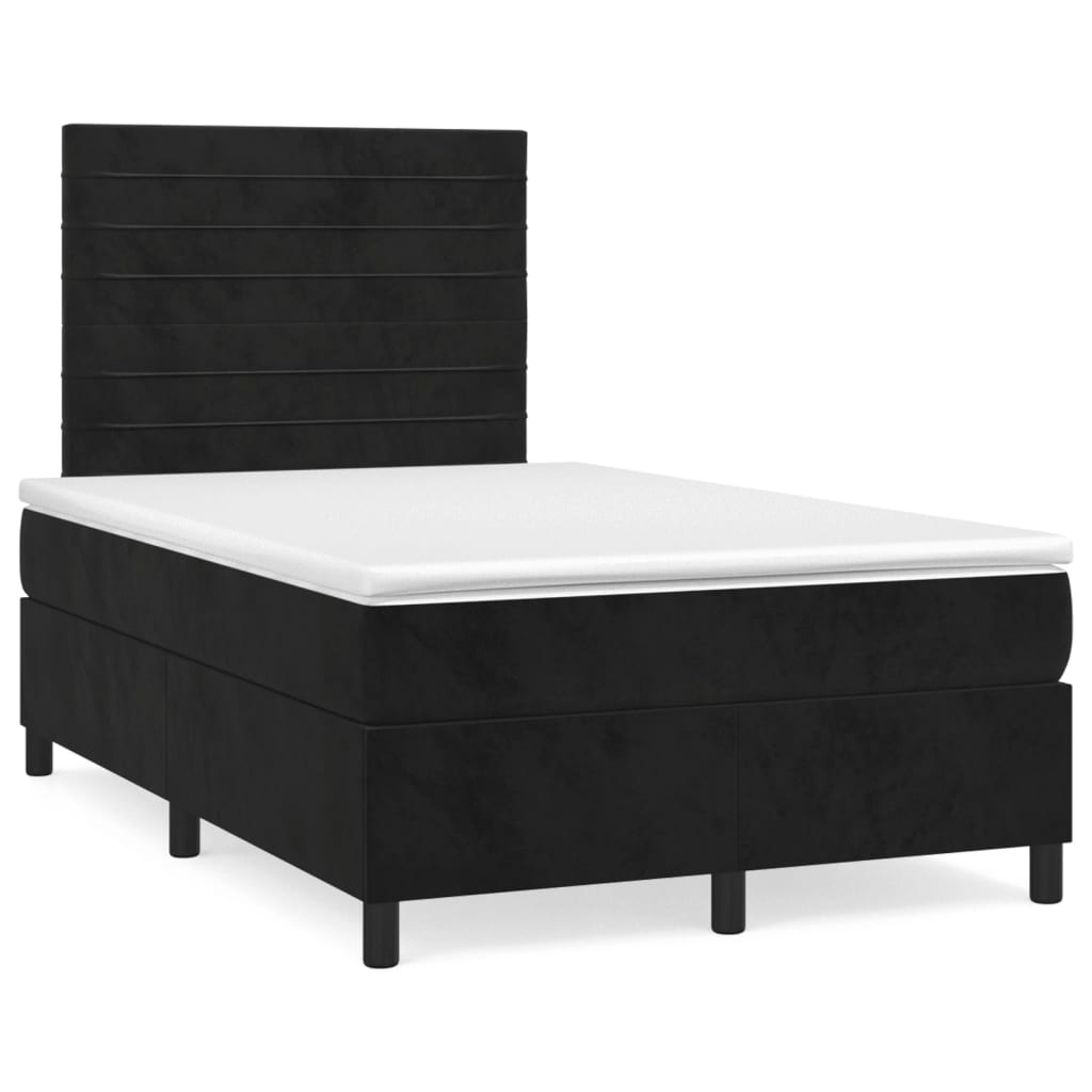 Krevet box spring s madracem LED crni 120 x 190 cm baršunasti