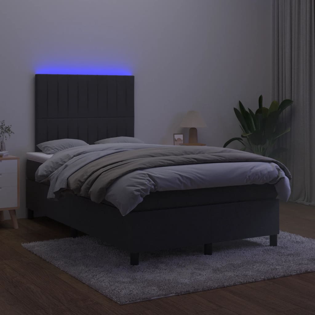 Krevet box spring s madracem LED crni 120 x 190 cm baršunasti