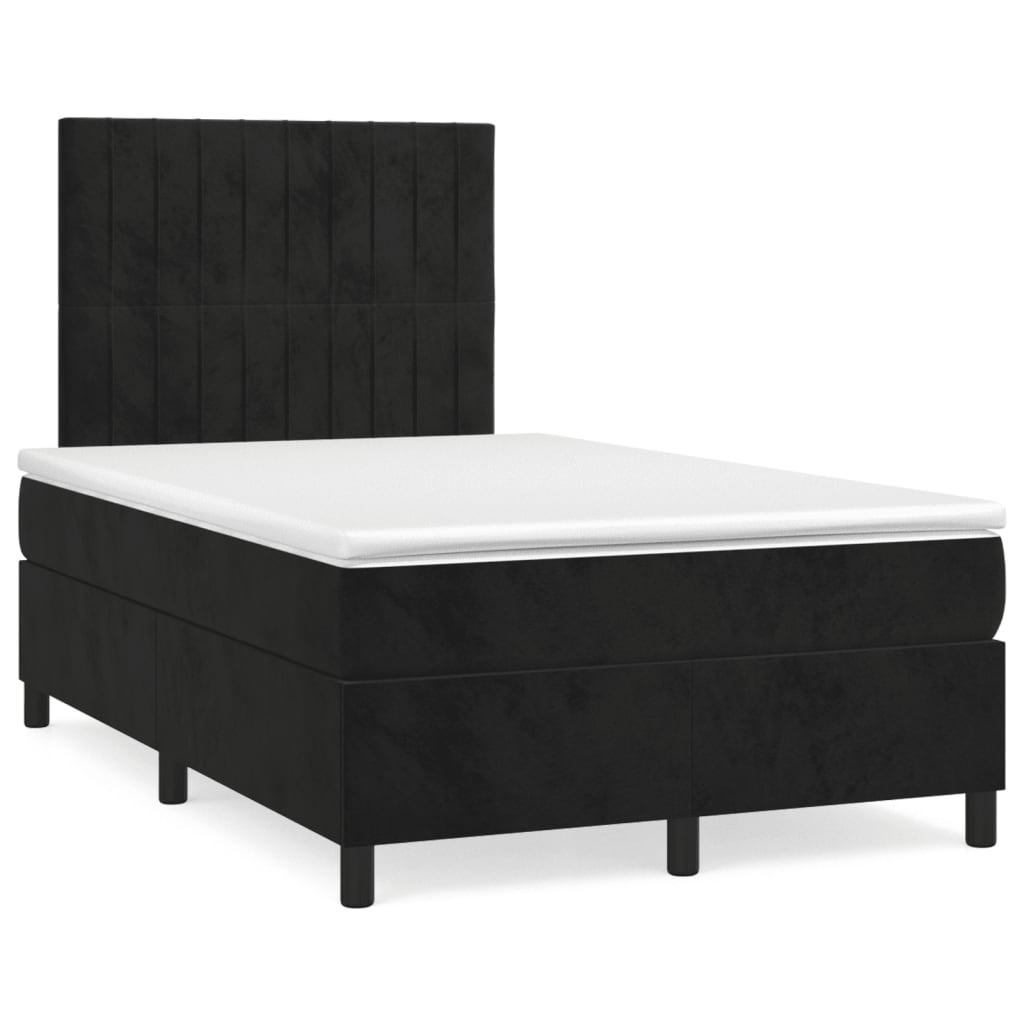 Krevet box spring s madracem LED crni 120 x 190 cm baršunasti
