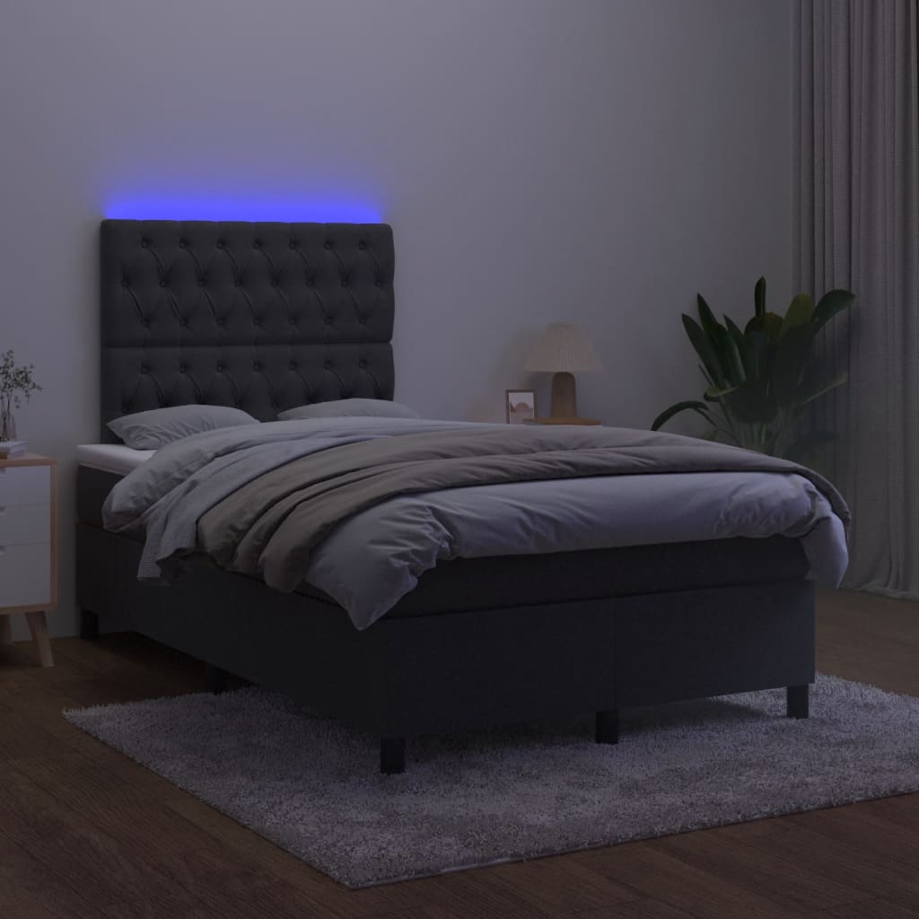 Krevet box spring s madracem LED crni 120 x 190 cm baršunasti
