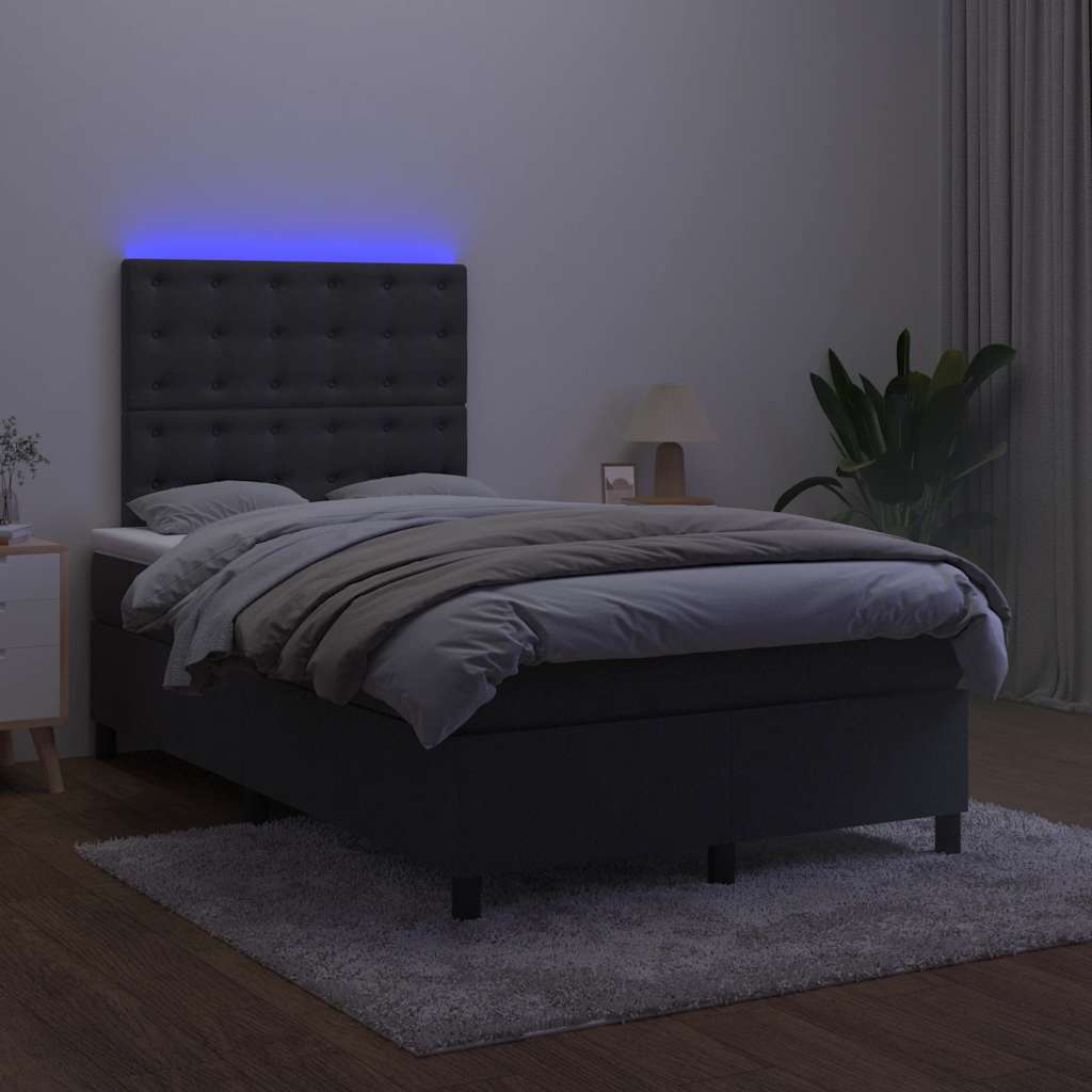 Krevet box spring s madracem LED crni 120 x 190 cm baršunasti