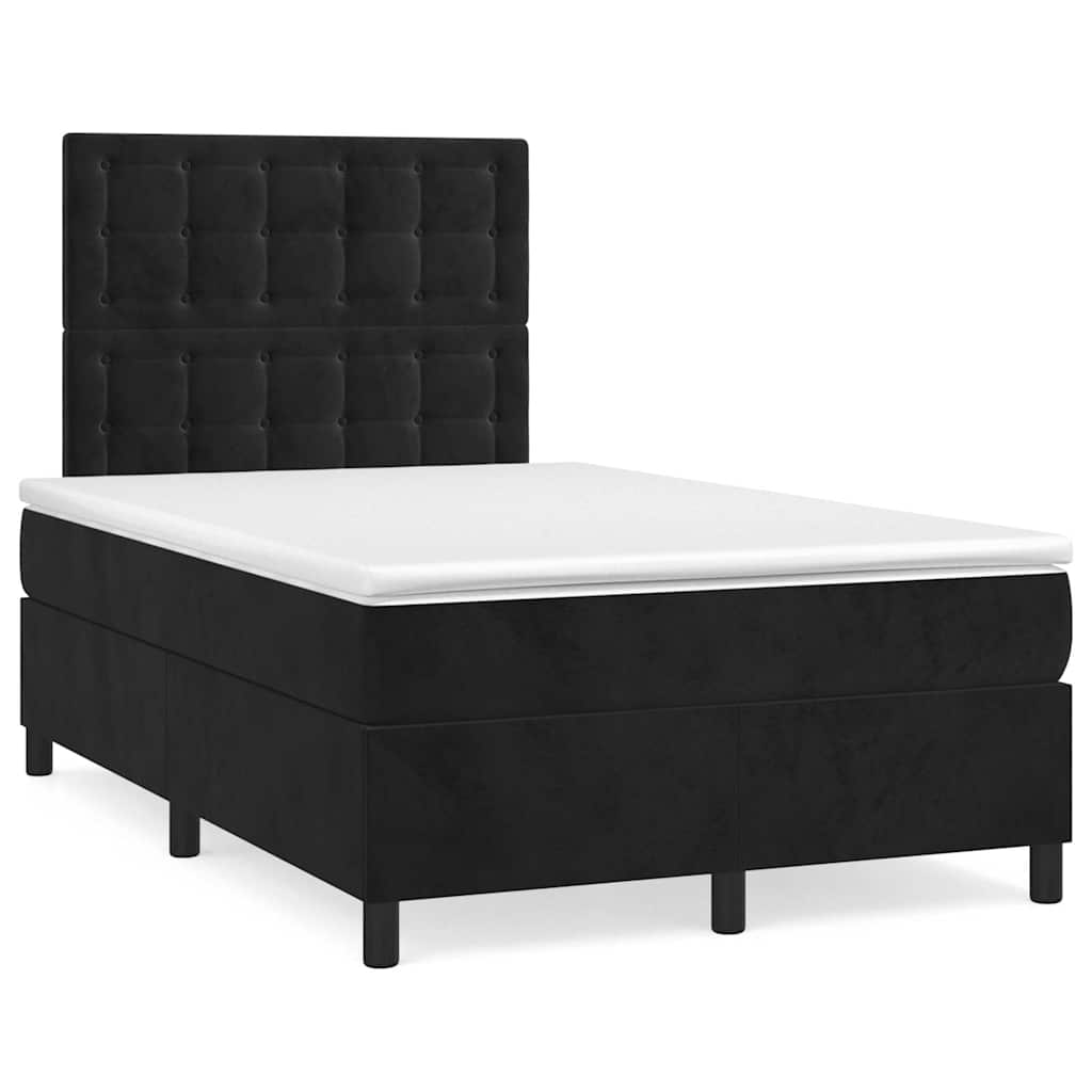 Krevet box spring s madracem LED crni 120 x 190 cm baršunasti