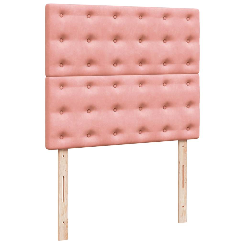 Krevet box spring s madracem LED ružičasti 120x190cm baršunasti