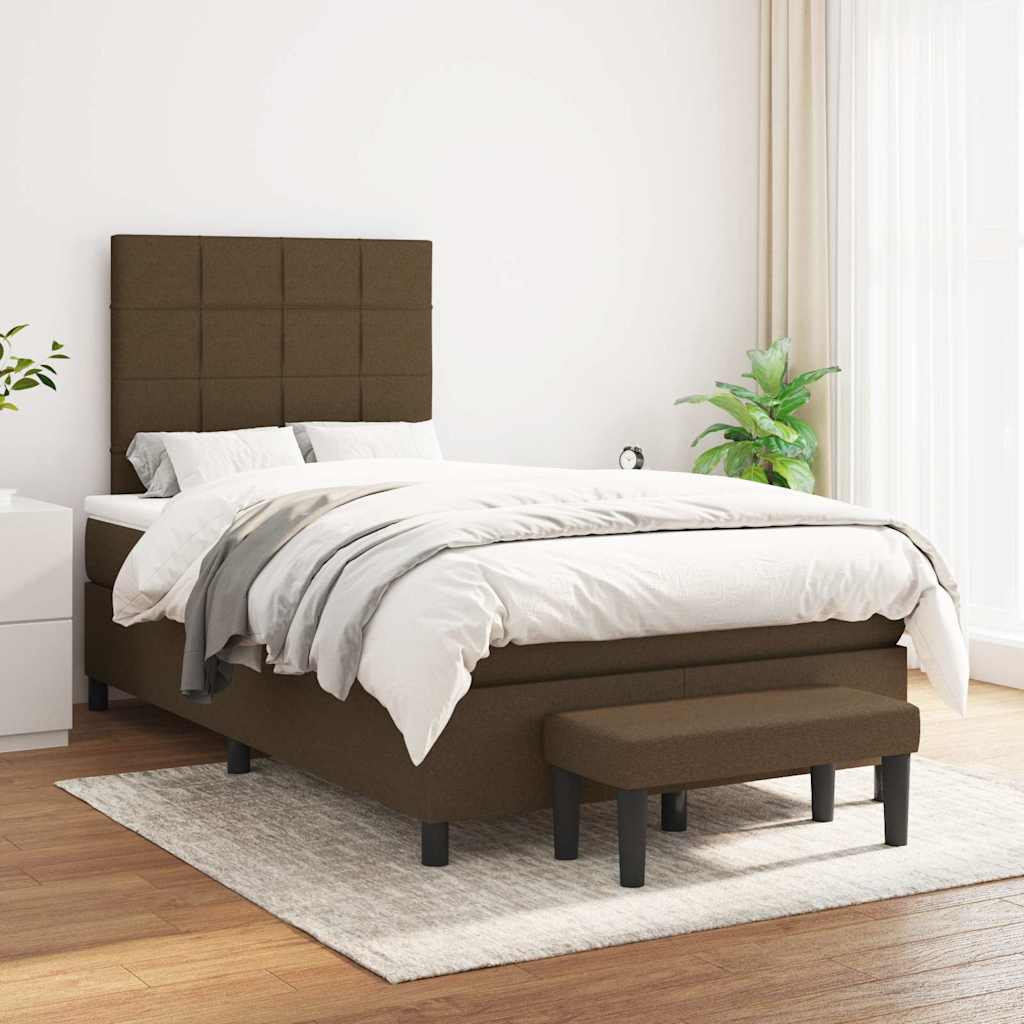 Krevet box spring s madracem tamnosmeđi 120 x 190 cm od tkanine