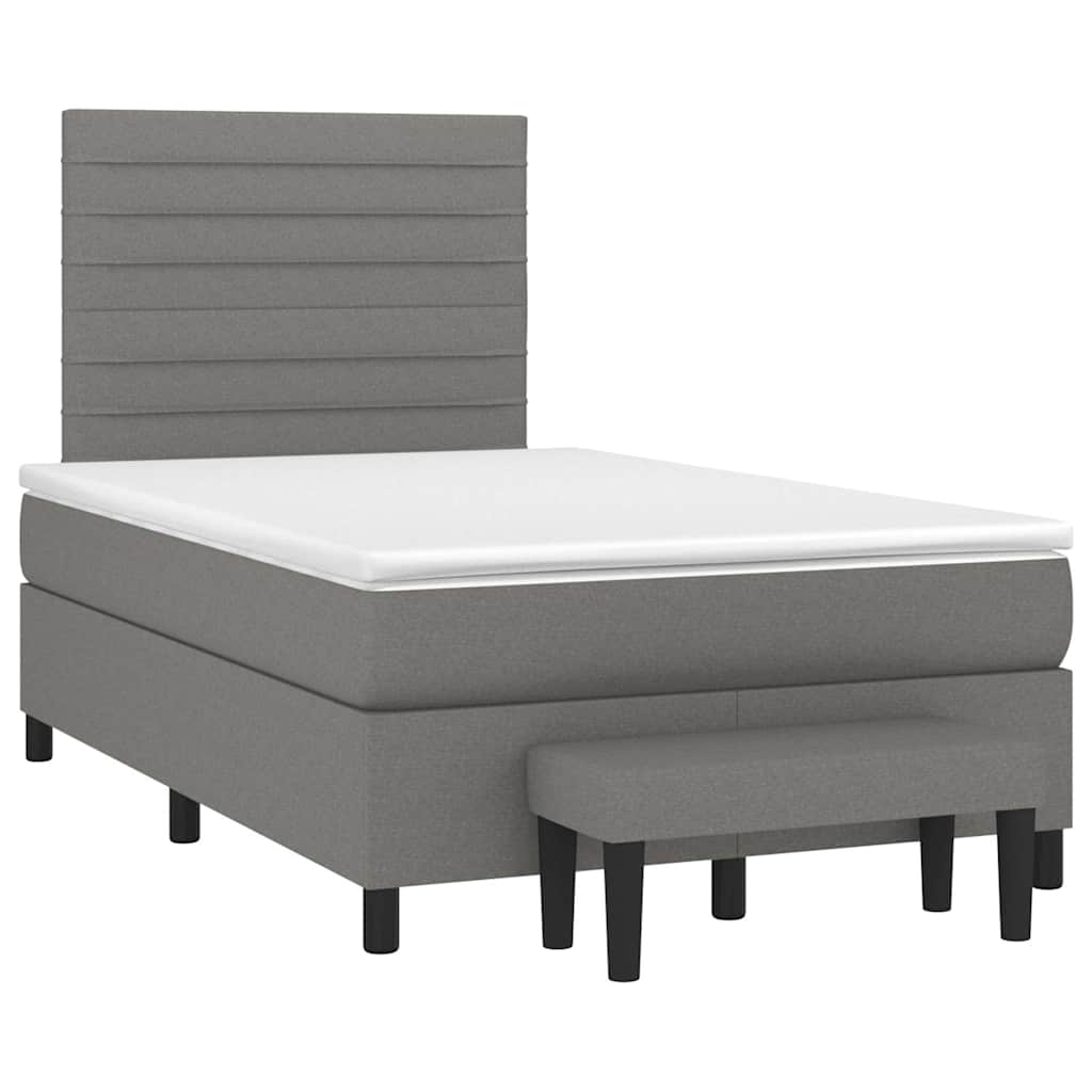Krevet box spring s madracem tamnosivi 120 x 190 cm tkanina