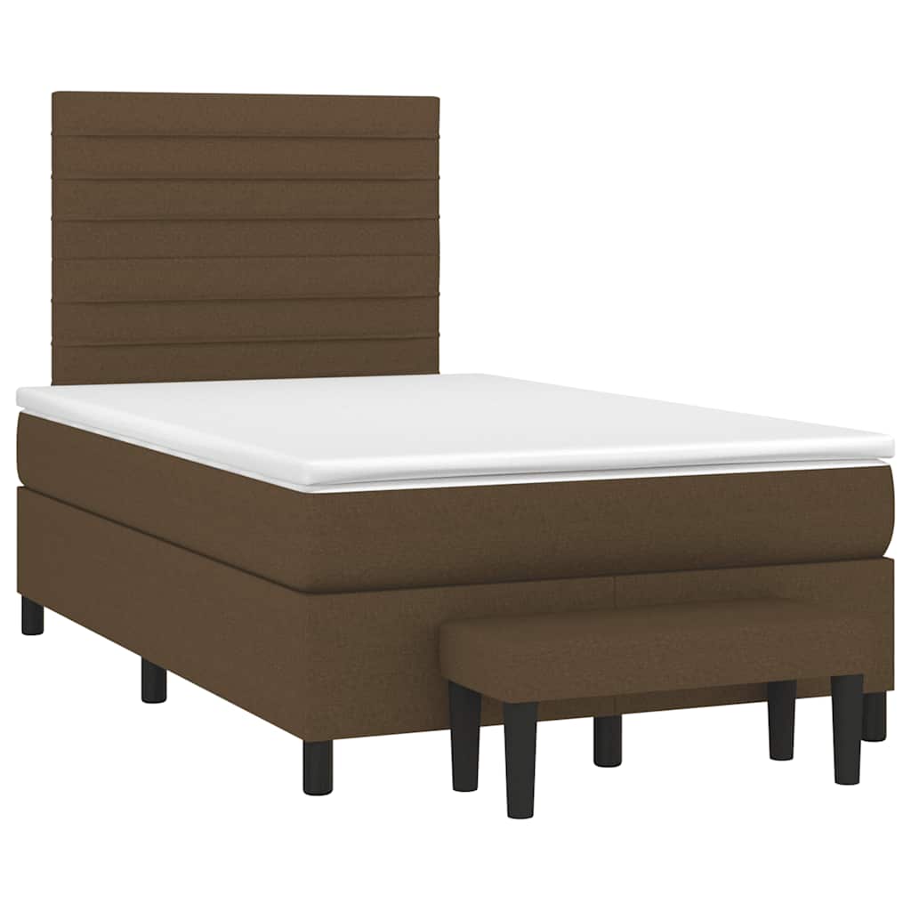 Krevet box spring s madracem tamnosmeđi 120 x 190 cm od tkanine