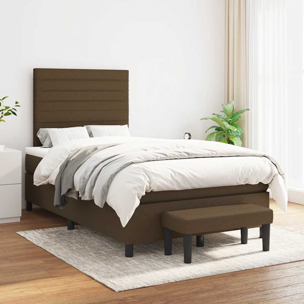 Krevet box spring s madracem tamnosmeđi 120 x 190 cm od tkanine
