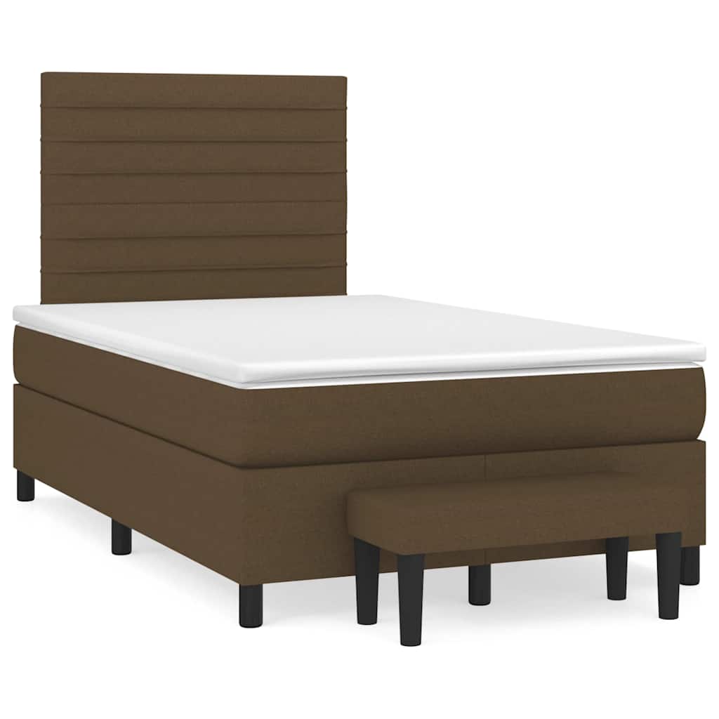 Krevet box spring s madracem tamnosmeđi 120 x 190 cm od tkanine