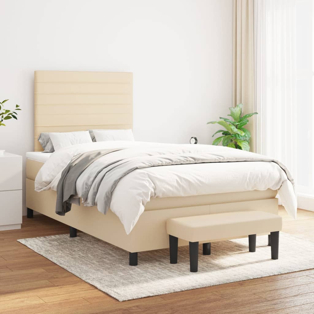 Krevet box spring s madracem krem 120 x 190 cm od tkanine