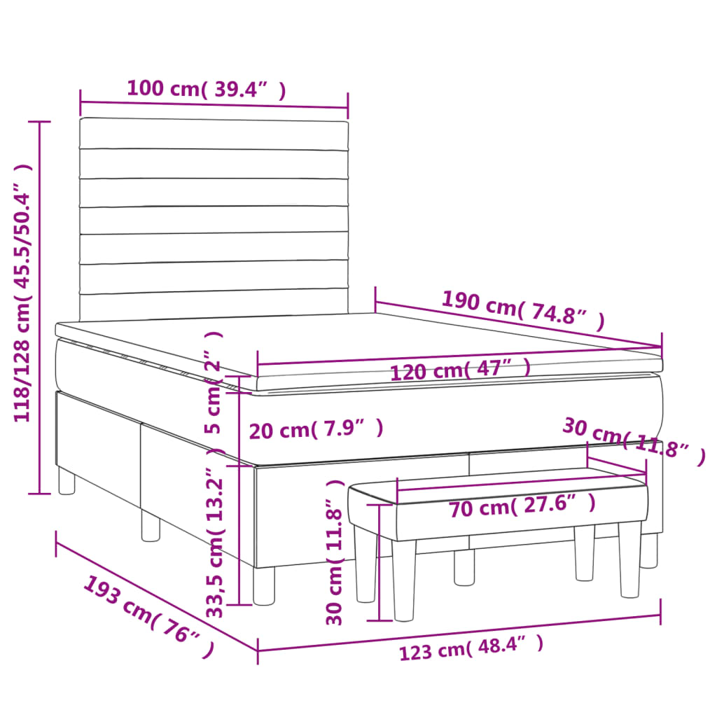 Krevet box spring s madracem krem 120 x 190 cm od tkanine