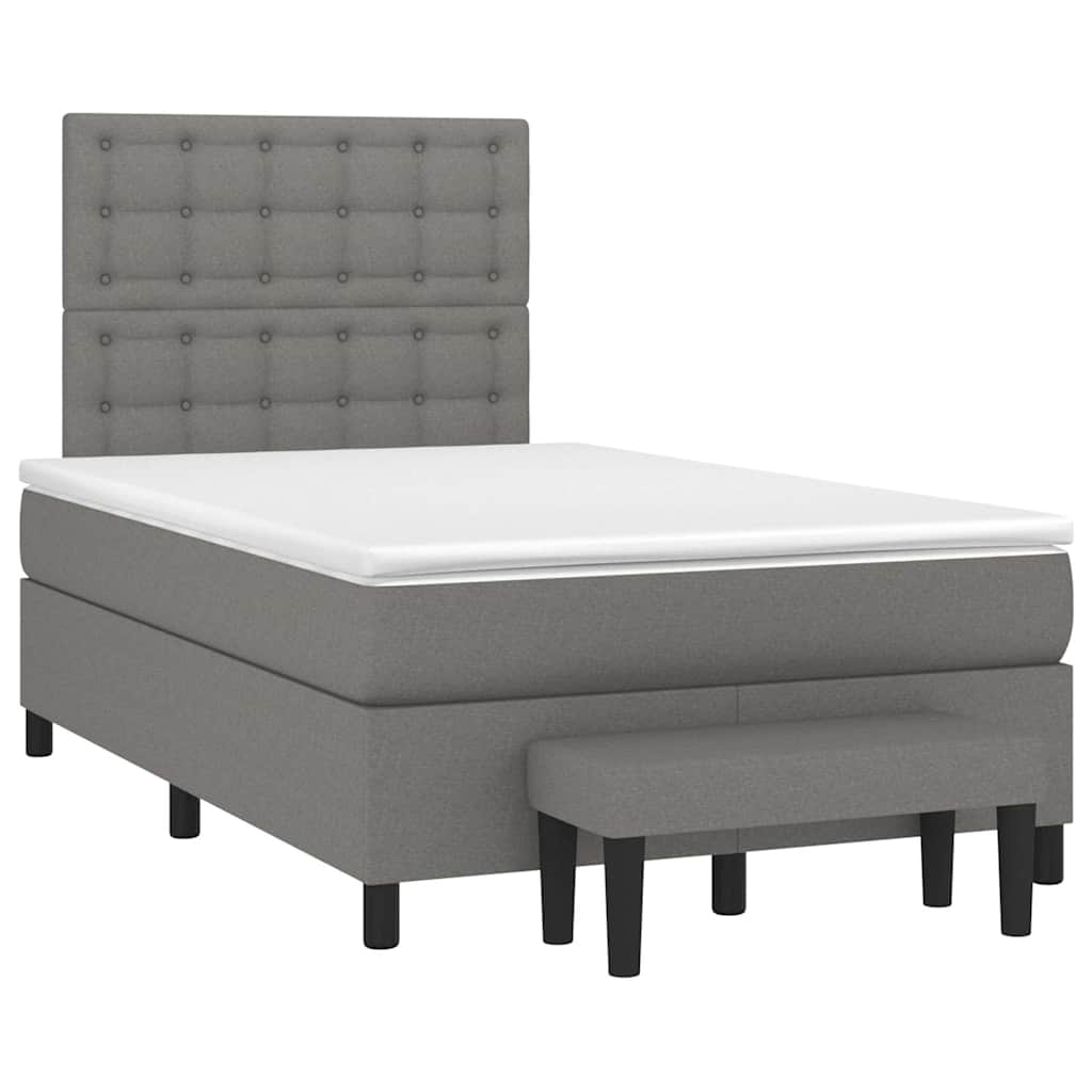 Krevet box spring s madracem tamnosivi 120 x 190 cm tkanina