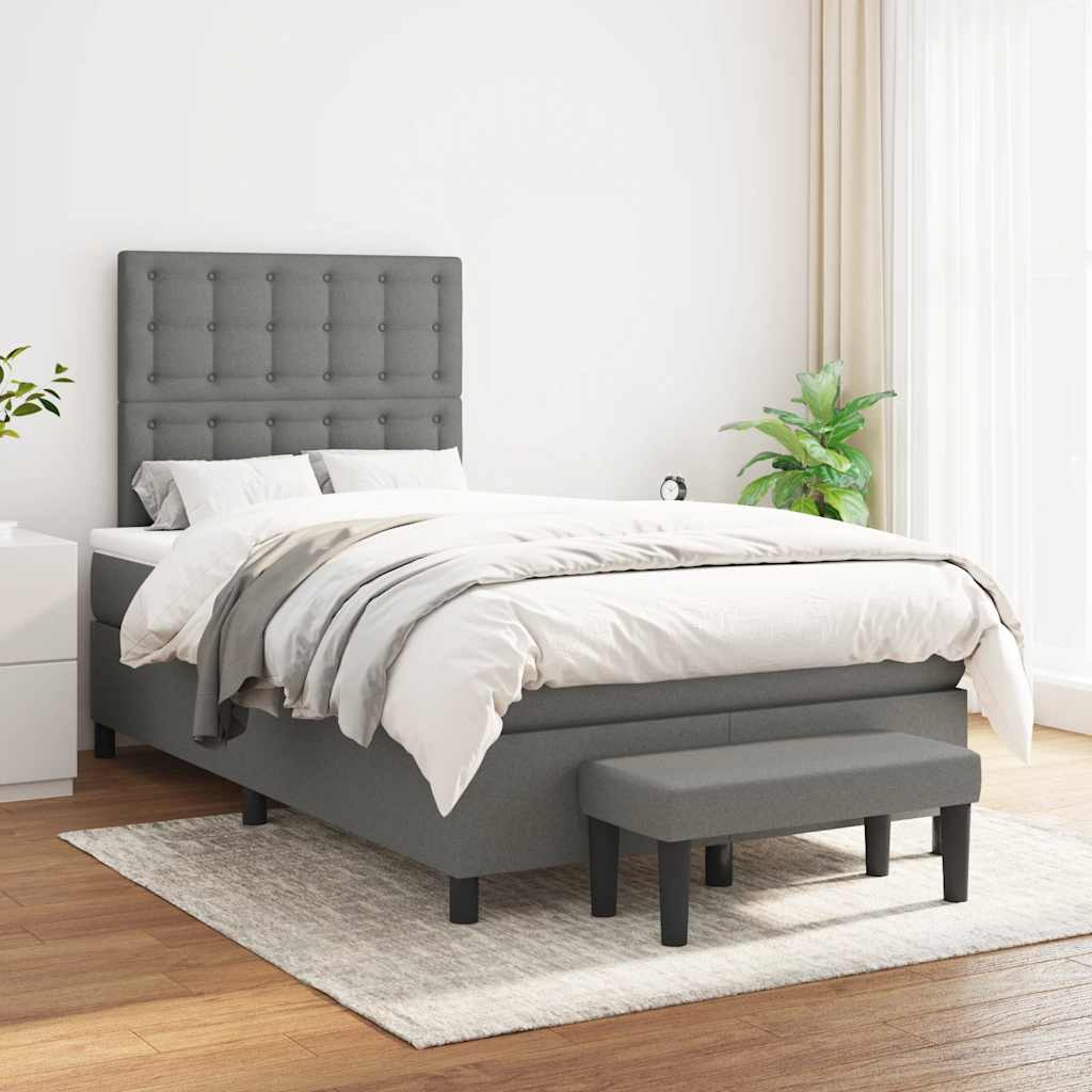 Krevet box spring s madracem tamnosivi 120 x 190 cm tkanina