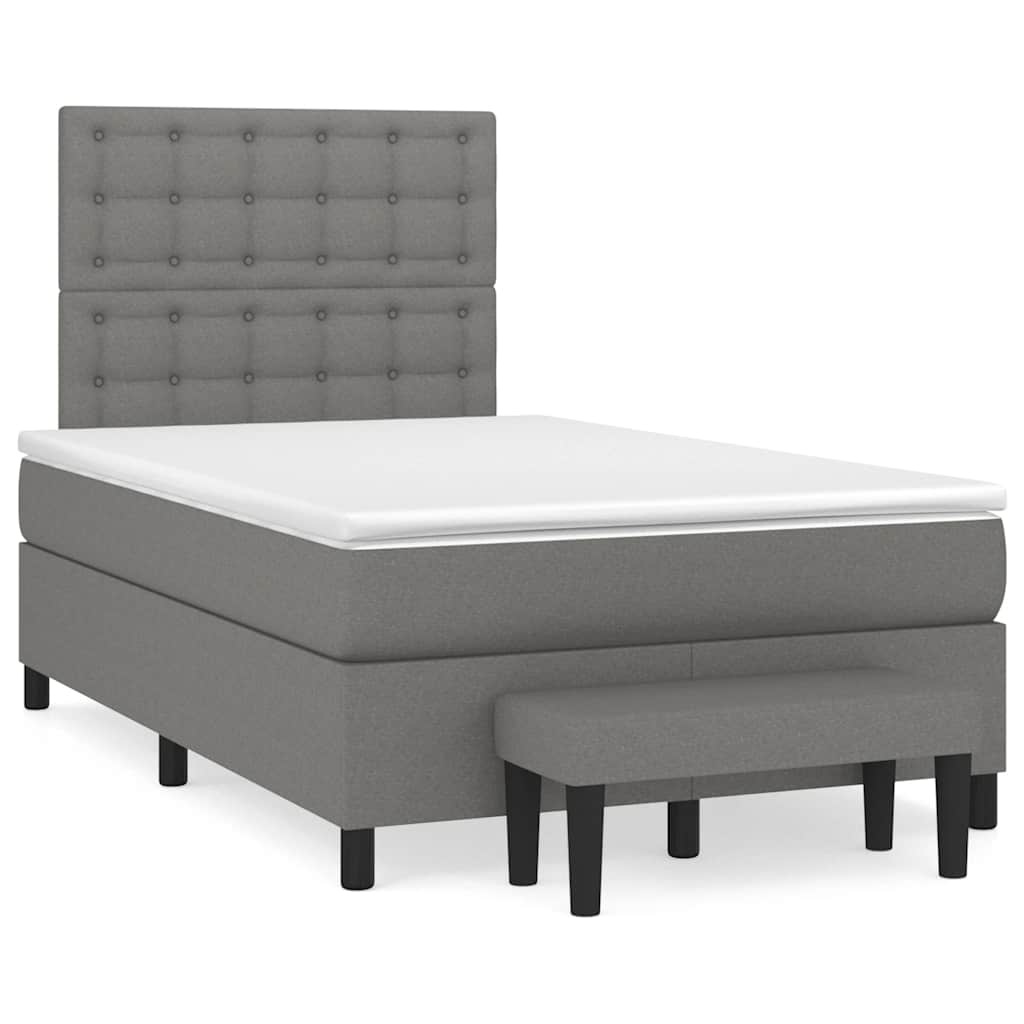 Krevet box spring s madracem tamnosivi 120 x 190 cm tkanina
