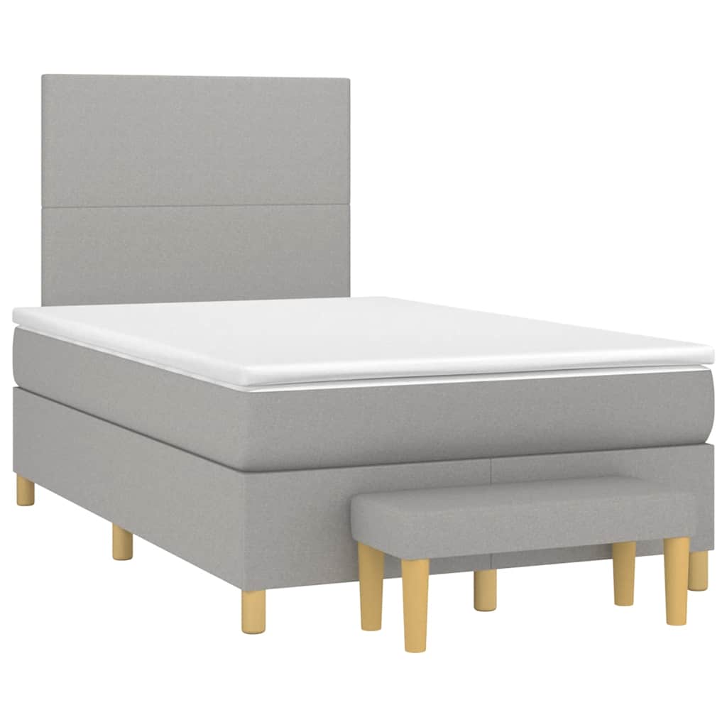 Krevet s oprugama i madracem svjetlosivi 120x190 cm od tkanine