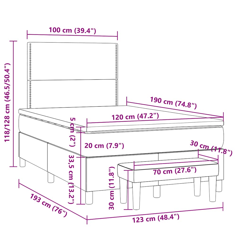 Krevet s oprugama i madracem plavi 120 x 190 cm od tkanine