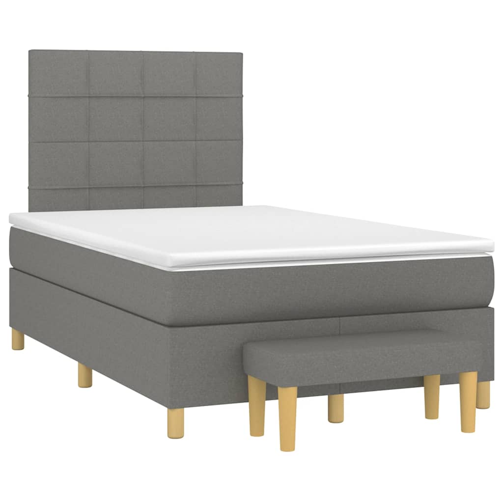 Krevet box spring s madracem tamnosivi 120 x 190 cm tkanina