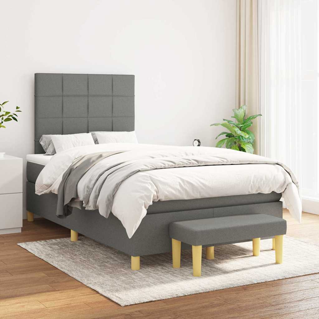 Krevet box spring s madracem tamnosivi 120 x 190 cm tkanina