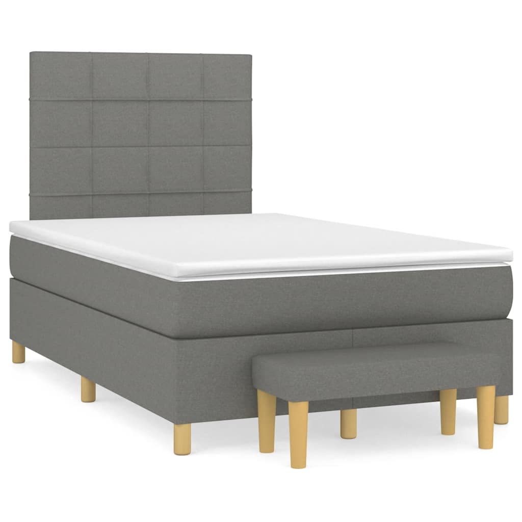 Krevet box spring s madracem tamnosivi 120 x 190 cm tkanina