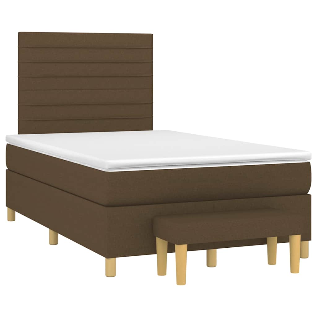 Krevet box spring s madracem tamnosmeđi 120 x 190 cm od tkanine