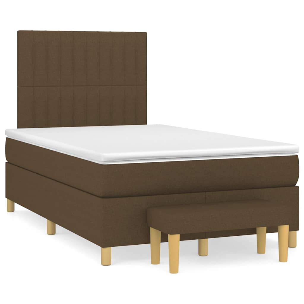Krevet box spring s madracem tamnosmeđi 120 x 190 cm od tkanine