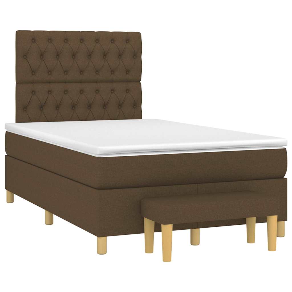 Krevet box spring s madracem tamnosmeđi 120 x 190 cm od tkanine