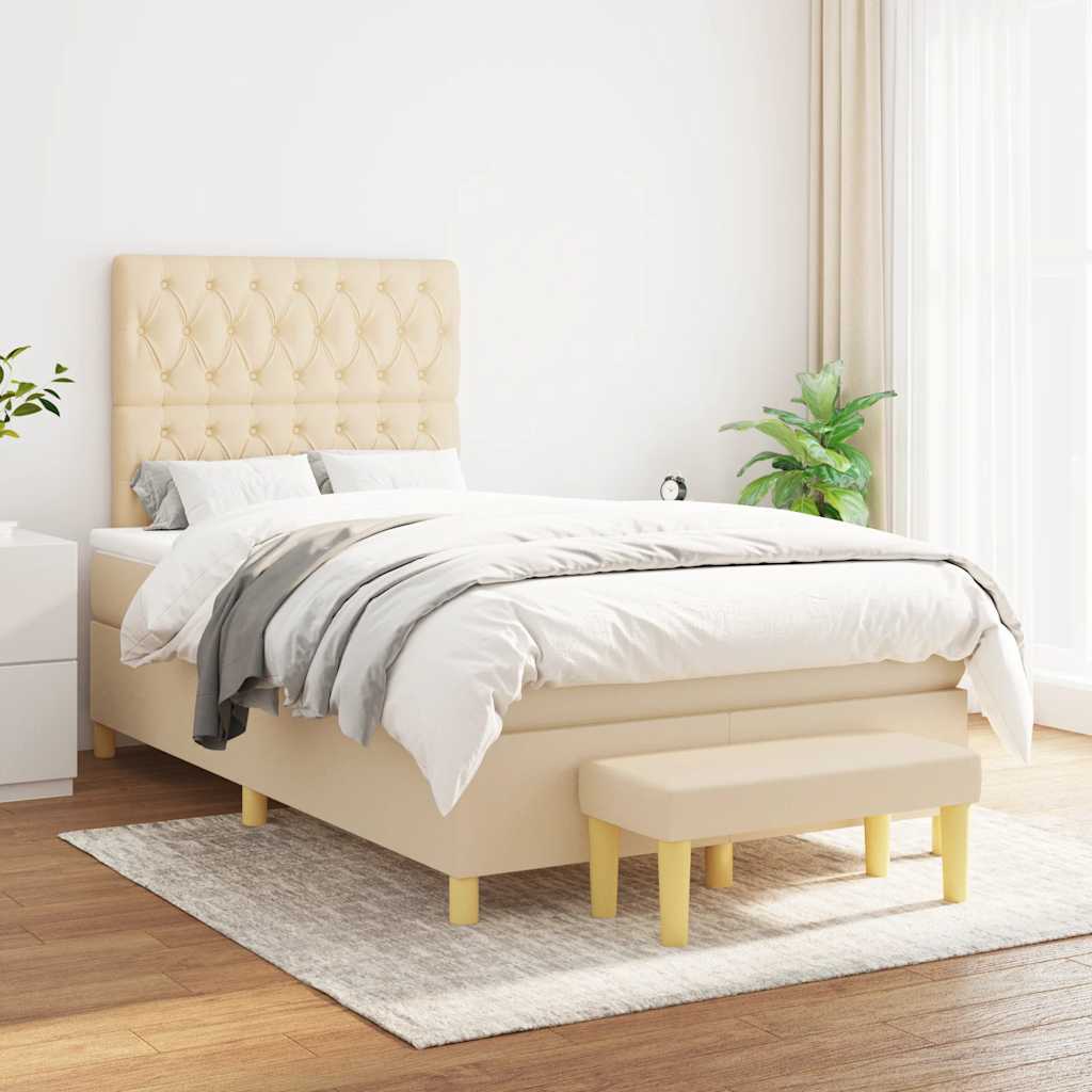 Krevet box spring s madracem krem 120 x 190 cm od tkanine