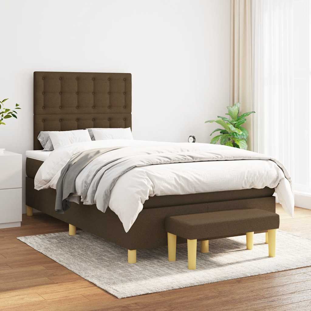 Krevet box spring s madracem tamnosmeđi 120 x 190 cm od tkanine