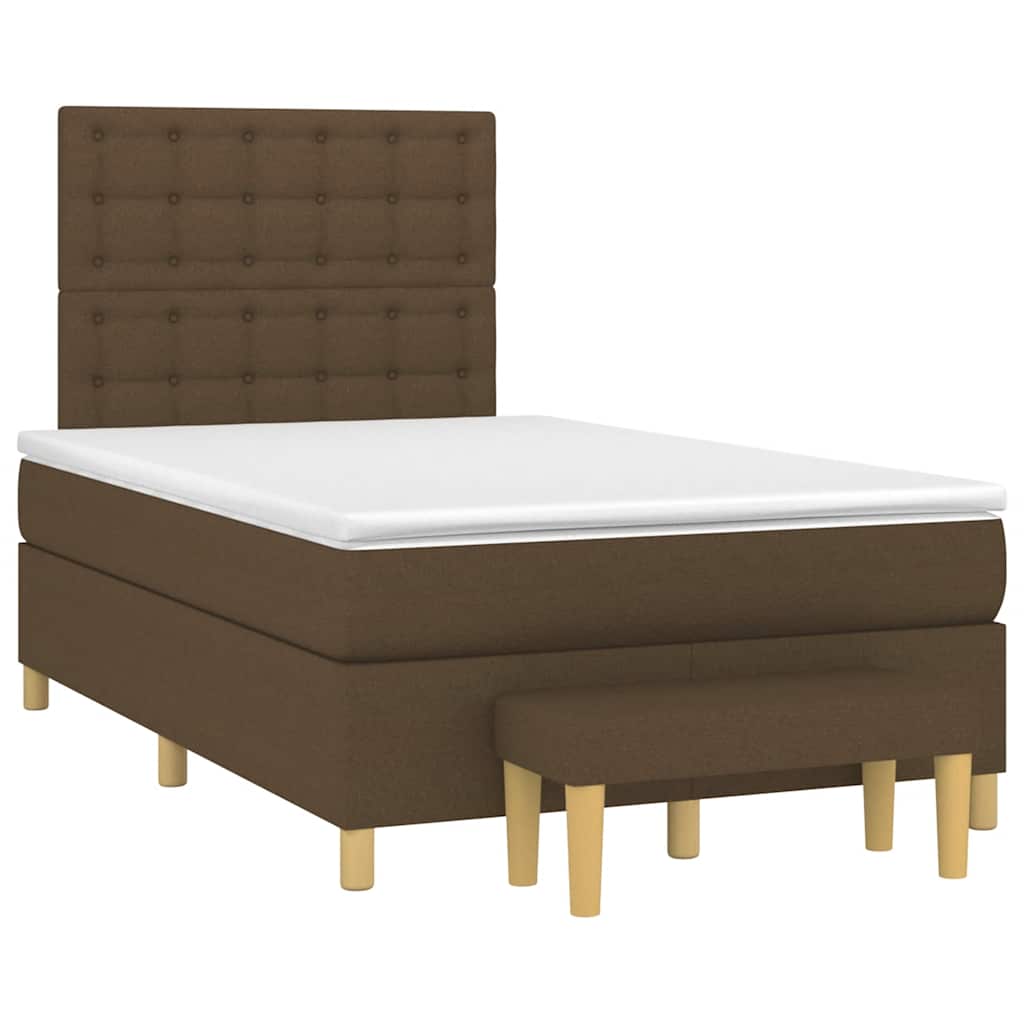 Krevet box spring s madracem tamnosmeđi 120 x 190 cm od tkanine