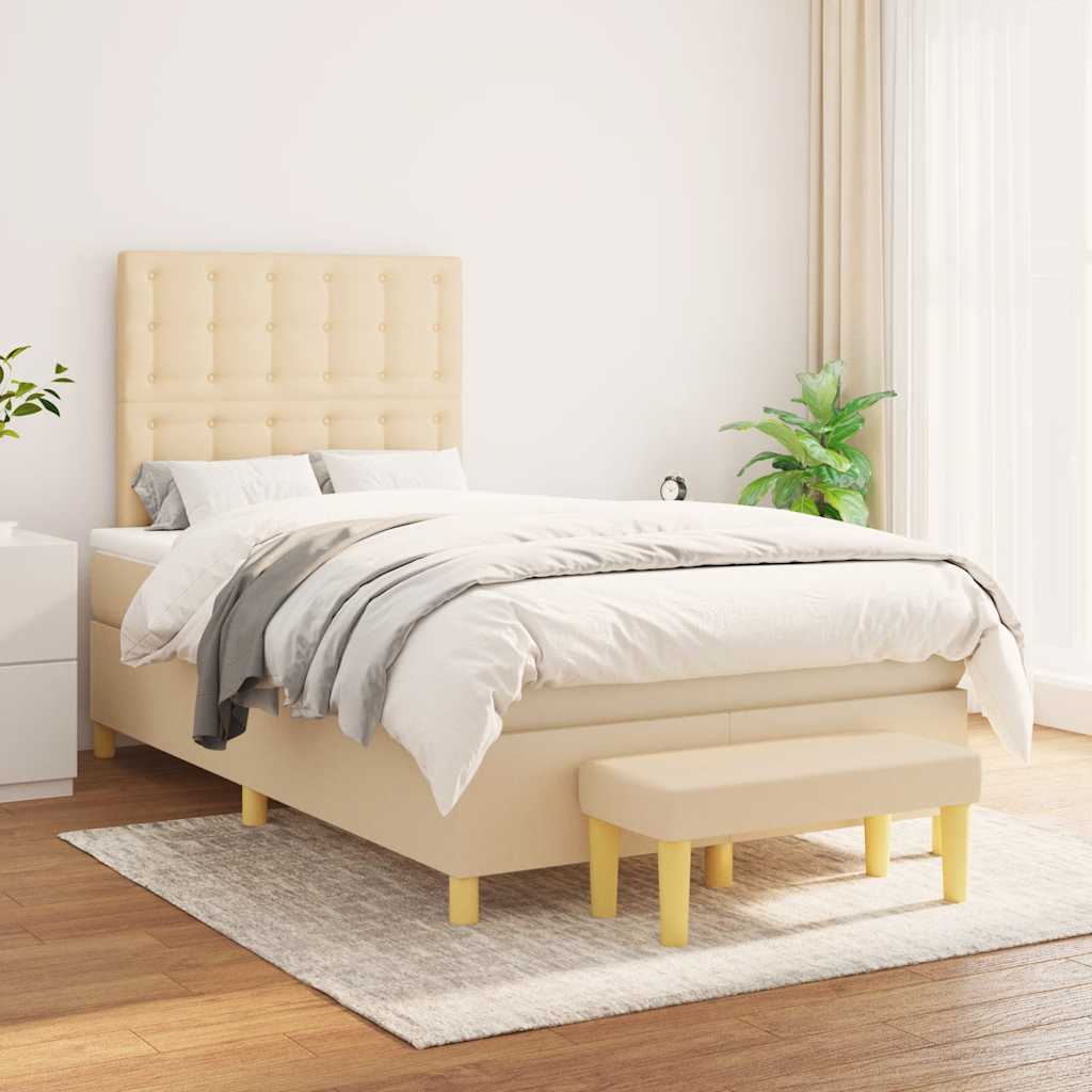Krevet box spring s madracem krem 120 x 190 cm od tkanine