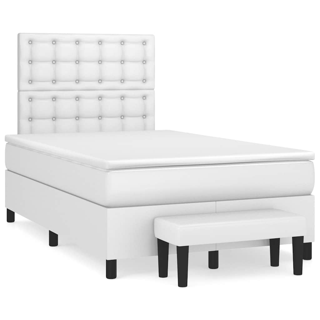 Krevet box spring s madracem bijeli 120x190 cm od umjetne kože