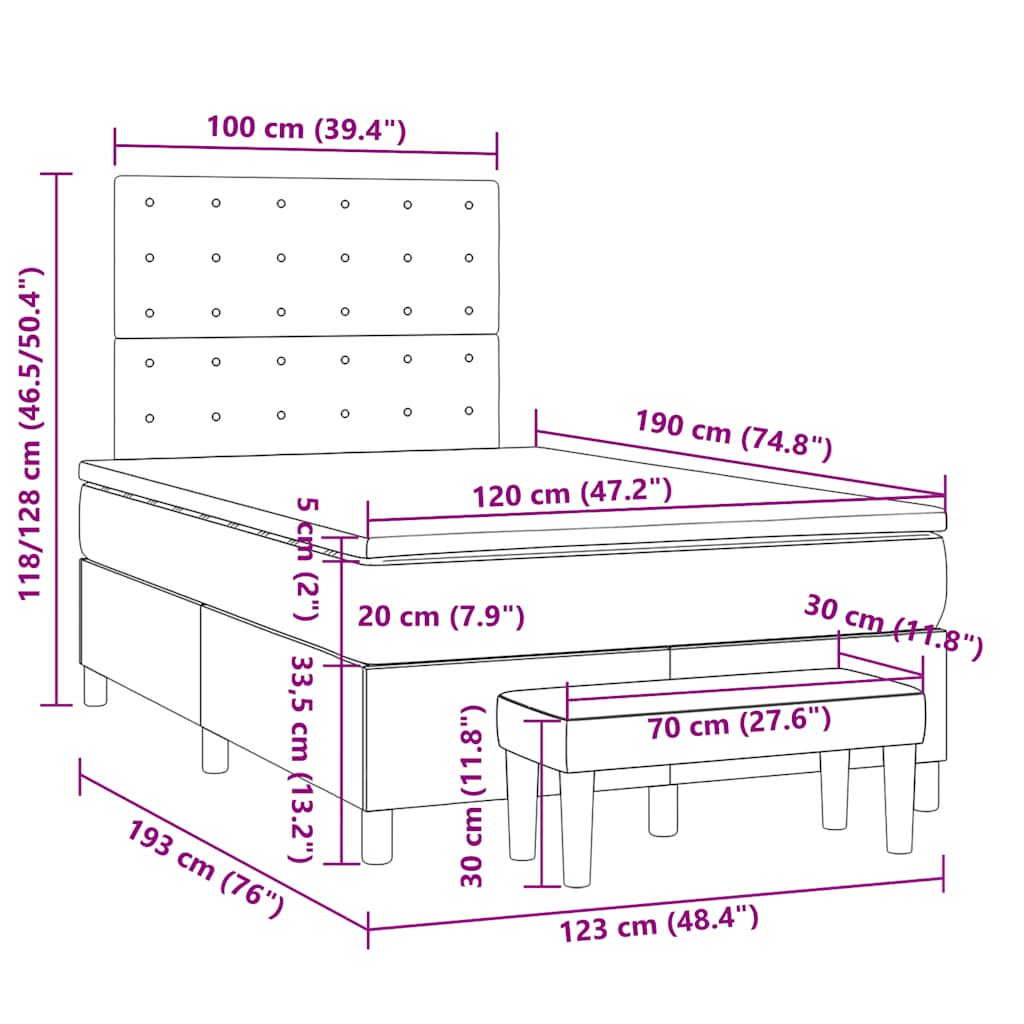 Krevet box spring s madracem bijeli 120x190 cm od umjetne kože