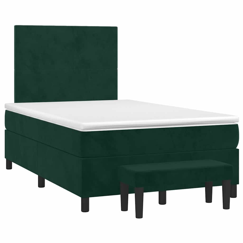 Krevet box spring s madracem tamnozeleni 120x190 cm baršunasti
