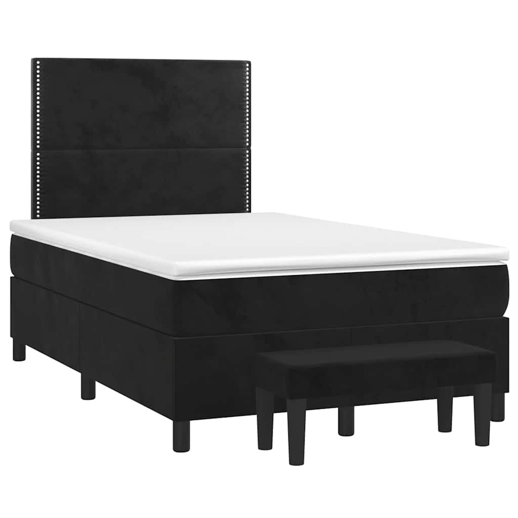 Krevet box spring s madracem crni 120 x 190 cm baršunasti