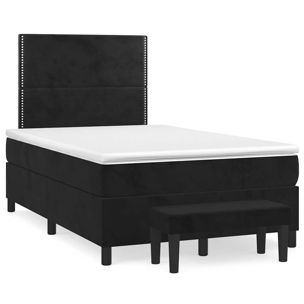 Krevet box spring s madracem crni 120 x 190 cm baršunasti