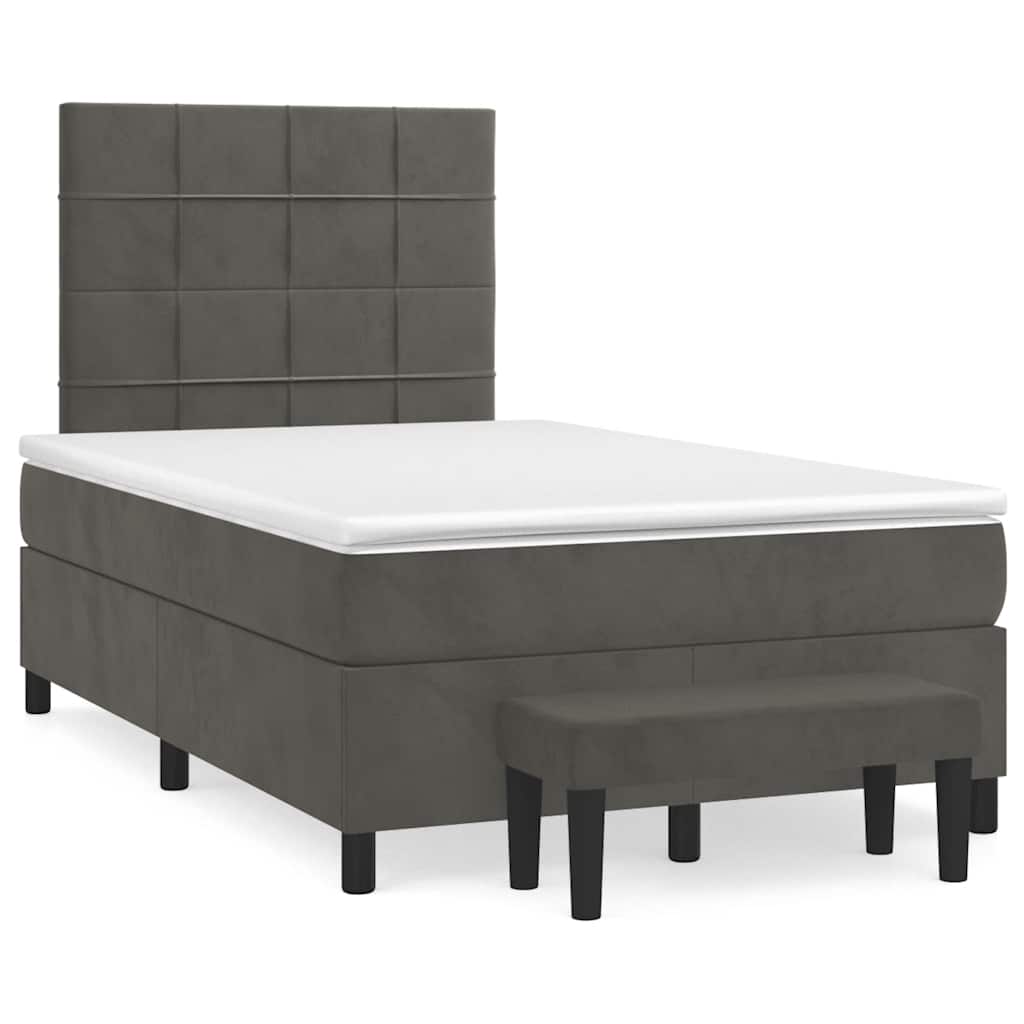 Krevet box spring s madracem tamnosivi 120 x 190 cm baršun