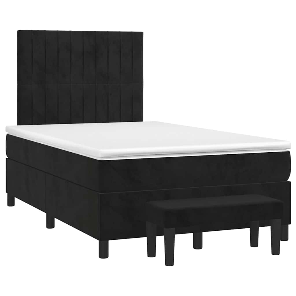 Krevet box spring s madracem crni 120 x 190 cm baršunasti