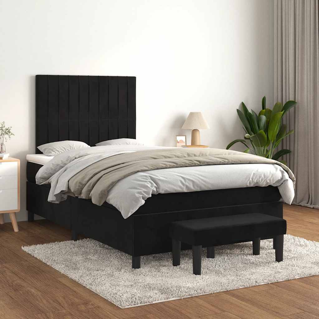 Krevet box spring s madracem crni 120 x 190 cm baršunasti