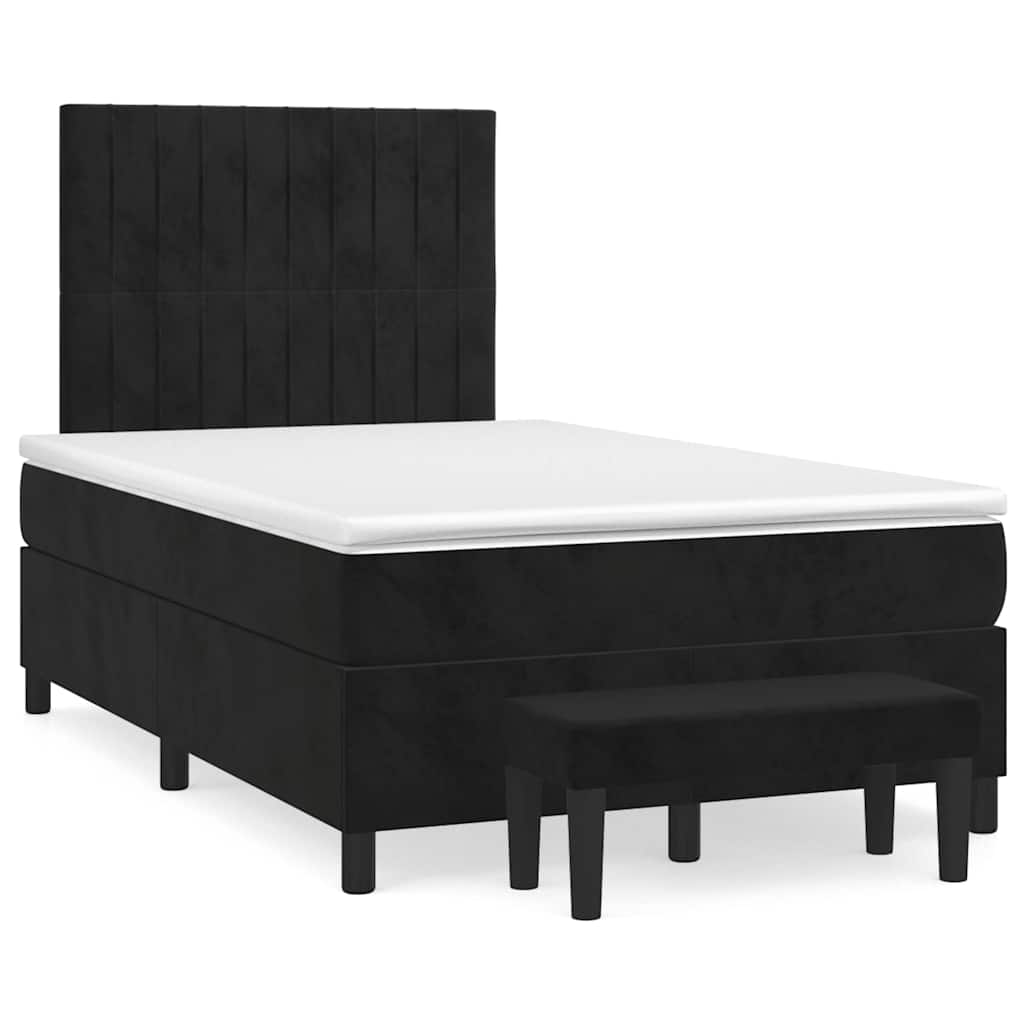 Krevet box spring s madracem crni 120 x 190 cm baršunasti