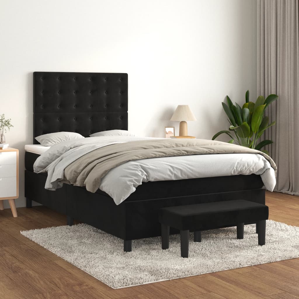 Krevet box spring s madracem crni 120 x 190 cm baršunasti