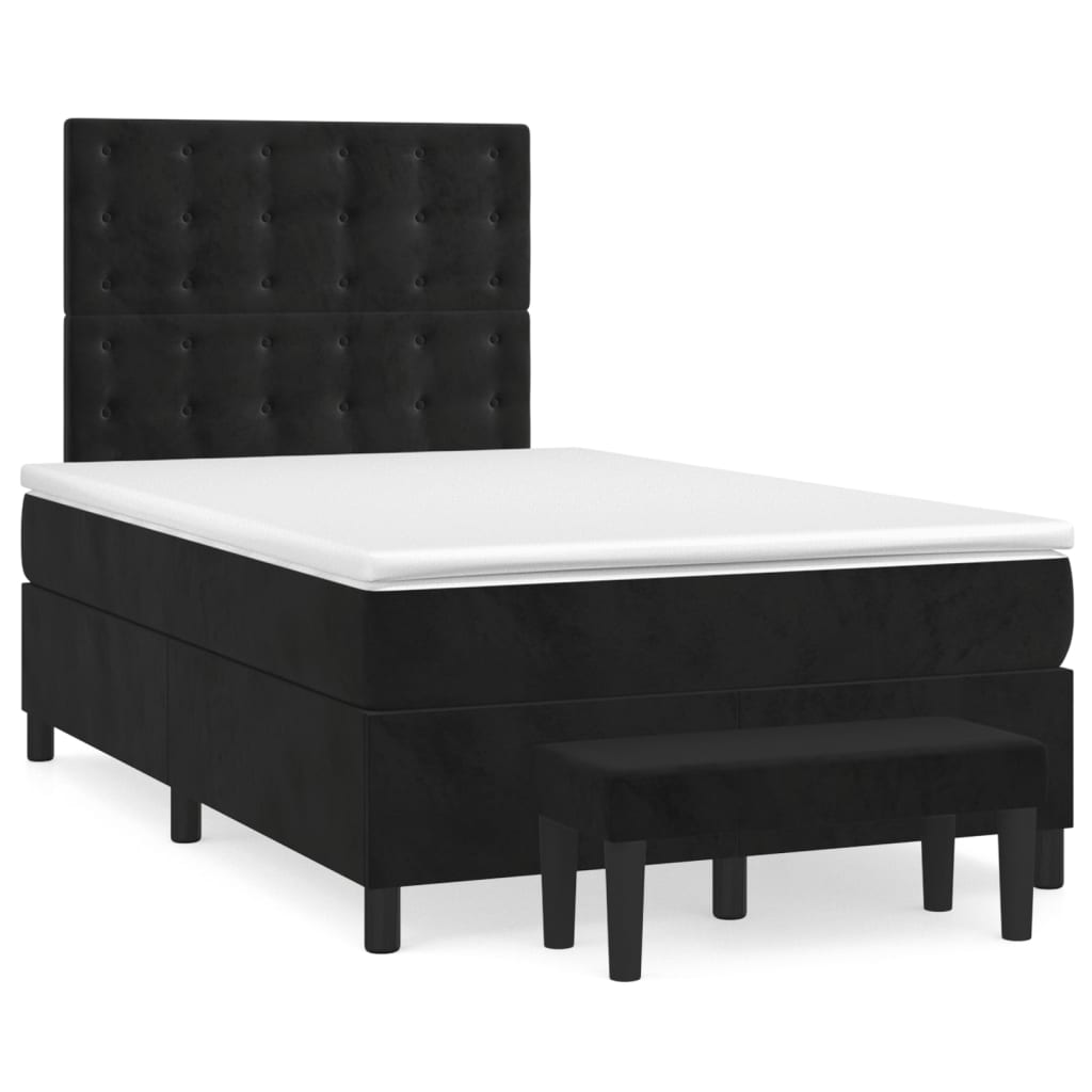 Krevet box spring s madracem crni 120 x 190 cm baršunasti